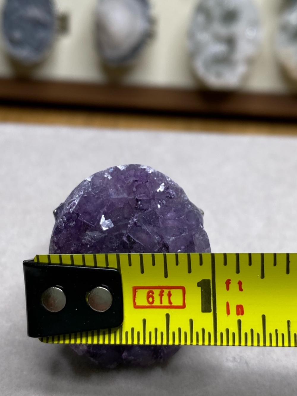 Purple Fluorite Crystal Cluster Ring • Deep Violet Stone • Geometric Statement - Picture 6 of 9